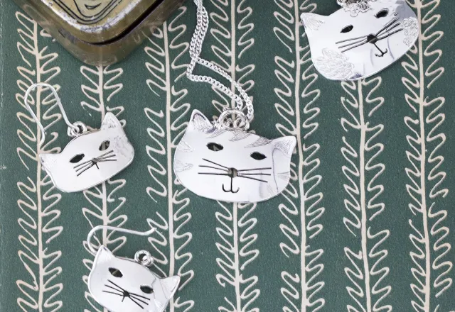 Katt silversmycken