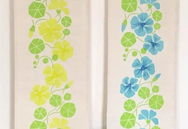Löpare Krasse och Daggkåpa, design och handtryck Ann Eriksson, SALT Konsthantverk.
