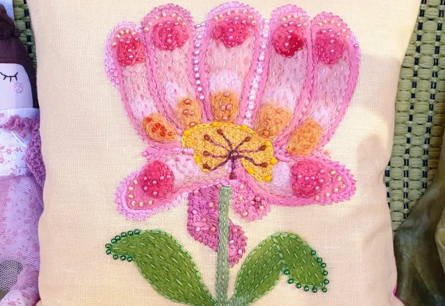 Anna kudde rosa blomma